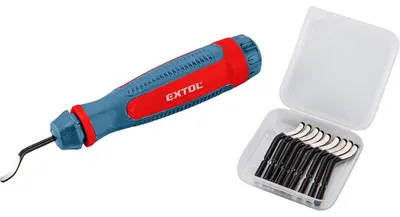 Obrázek produktu pro EXTOL PREMIUM odhrotovač univerzální, dřík 3,2mm, 10ks čepelí, HSS M35 (5% Co), 8803680