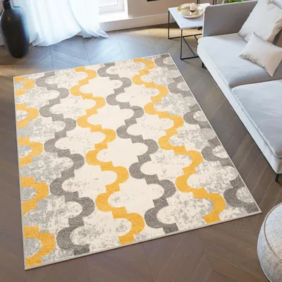 Produktbild von Tapiso Teppich LAZUR Modern Gelb Creme Grau Orientalisch 180 x 260 cm