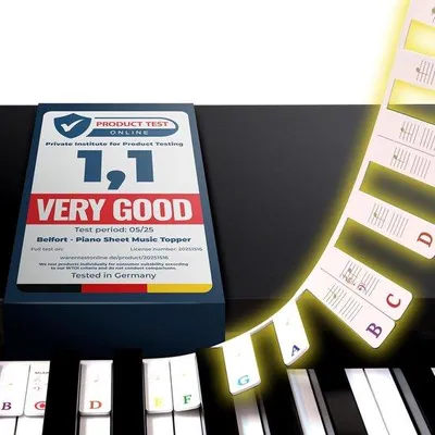 Produktbild von Piano Noten Oplegger für Anfänger - Abnehmbare Silikon-Tastenkleber