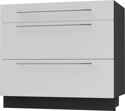 Produktbild von Schubladenunterschrank KVANTUM Vollauszug 90cm Korpus- & Frontfarbe wählbar (Q-D3A/90),weiß matt,schwarz