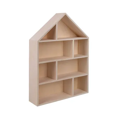 Image de Étagère murale en bois - Maison - 30 x 43 x 8 cm - 8 compartiments