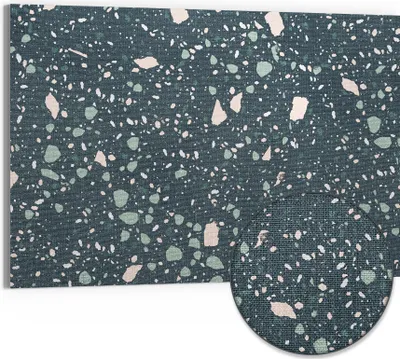 Produktbild von DEQORI Hybrid Leinwand Bild 90x60 cm 'Grüner Terrazzo' Wandbild Glas flach modern