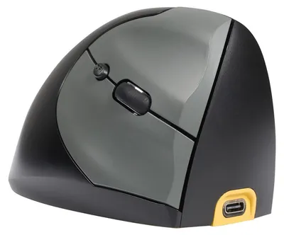 Obrázok produktu pre BakkerElkhuizen Handshake, Pravoruké, Vertikálny dizajn, Optický, RF Wireless + Bluetooth + USB Type-C, 6400 DPI, Čierna, Šedá