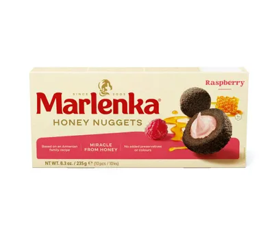 Obrázek produktu pro MARLENKA® Malinové medové kuličky – cukroví s malinami – 10 kuliček, 1 x 235 g
