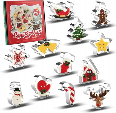 Produktbild von 12 Stück Edelstahl Plätzchenausstecher Weihnachtsformen