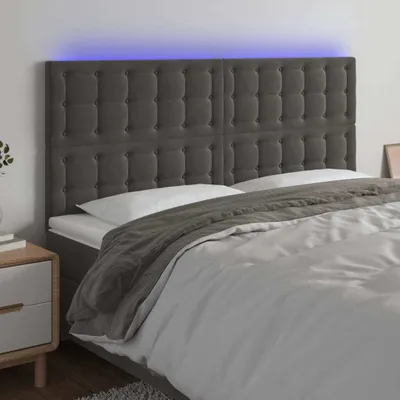 Produktbild von The Living Store LED Kopfteil Dunkelgrau 160x5x118/128 cm Samt