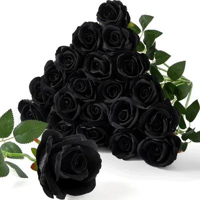 Immagine prodotto di Set di 20 rose artificiali di seta decorazione di nozze nero ornamento