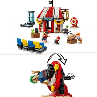Produktbild von LEGO ONE PIECE Zirkuszelt von Buggy dem Clown - Interaktives Spielzeug mit 4 Minifiguren - Ruffy, Nami & Zoro sowie 2 Steckbriefen - Kreatives Geschenk für Jungen, Mädchen & Fans ab 8 Jahren - 75637