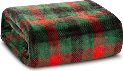 Productafbeelding van Eurofirany Fleece deken FELIKS, 150x200 cm, geruit, kerstdecoratie, groen en rood