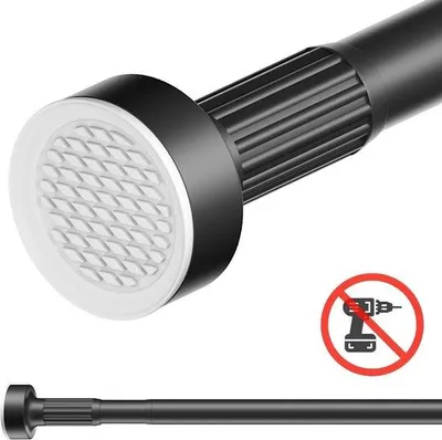 Produktbild von Unyqoos® Spann-Gardinenstange ohne Bohren – Teleskop-Klemmstange 210–450 cm, Edelstahl, Schwarz, belastbar für Vorhang & Duschvorhang