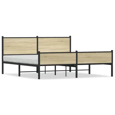 Produktbild von vidaXL Metallbett ohne Matratze Sonoma-Eiche 183x213 cm