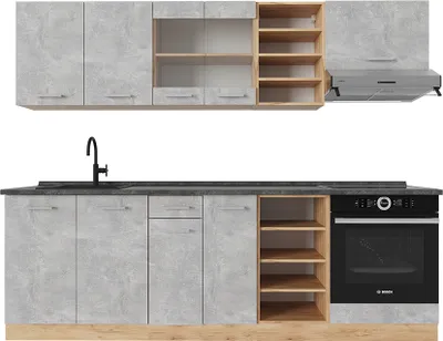 Produktbild von Küchenzeile Vicco R-Line Beton/Goldkraft Eiche 240 cm , AP Anthrazit, Model 53583
