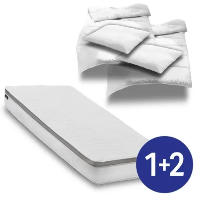 Produktbild von 7 Zonen ergonomische Taschenfederkernmatratze Sleezzz Diamond T1000 180 x 200 cm, Höhe 23 cm, Härtegrad H2/H3, 1000 Federn/2m² + 2 x CloudComfort Basic Mikrofaser Bettset 135 x 200 cm + 80 x 80 cm