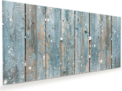 Produktbild von Glasbild 110x55cm in XXL für Wohnzimmer, Schlafzimmer Motiv Holz mit Schnee