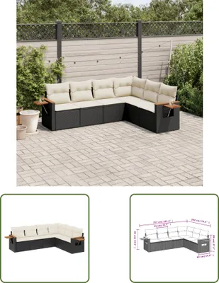 Produktbild von The Living Store 6-tlg. Garten-Sofagarnitur mit Kissen Schwarz Poly Rattan