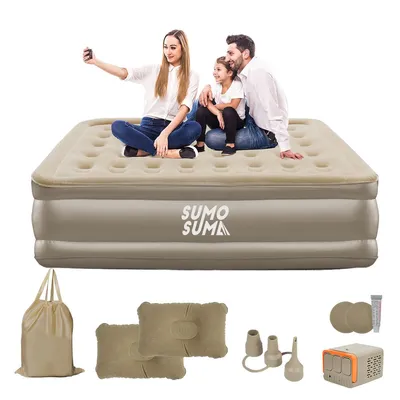 Produktbild von Sumosuma 200×150×40 cm Luftmatratze mit Integrierter Elektrischer Pumpe, Luftbett Selbstaufblasend für Doppel, Camping oder Heimgebrauch, 2 Personen