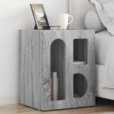 Image de vidaXL Table de chevet ELST, lot de 2, imitation bois Sonoma gris, 40 x 35 x 50 cm