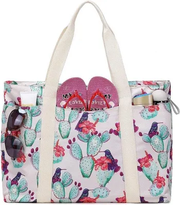 Productafbeelding van Famanu Shopper, grote strandtas met rits - Cactus XXL