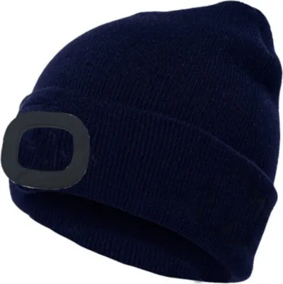 Produktbild von LED Mütze mit Licht,Beleuchtete Mütze Aufladbar USB für Männer und Frauen,Einstellbare Helligkeit Stirnlampe Winter Beanie Mütze mit Licht,Navy blau