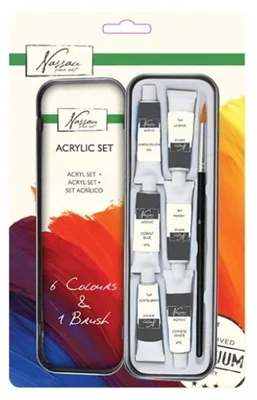 Produktbild von Nassau Fine Art Acrylfarben-Set mit Pinsel