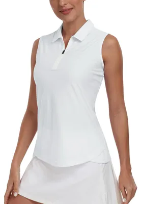 Produktbild von Damen T-Shirt ohne Ärmel - Sport-Top mit Reißverschluss - Weiß