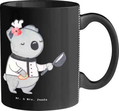 Produktbild von Mr. & Mrs. Panda Pott Beiköchin Herz - Schwarz - Geschenk, Trinkbecher, Gastronomie, Restaurant, Live Cooking, Abendessen, kakaobecher, Kaffeebecher, Tasse, Becher