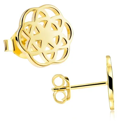 Produktbild von MATERIA Gold Ohrstecker Blume des Lebens rund 10x10mm - Damen Ohrringe Stecker 925 Silber vergoldet SO-384-Gold