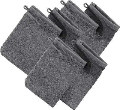 Produktbild von Erwin Müller Waschhandschuh Heidelberg" 6er-Pack anthrazit 15x21 cm"