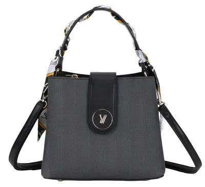 Image de Gallantry, sac à main pour femme à motif chevrons orné d'un foulard, noir