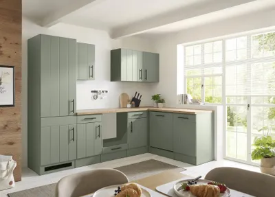 Produktbild von L Küche Einbauküche Winkelküche Landhaus Leerblock Grün Anton 280 cm Respekta