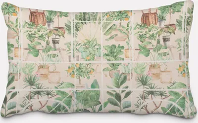 Produktbild von SCHÖNER LEBEN. Kissenhülle Wintergarten Pflanztöpfe beige grün Größe 40x60cm (HxB) 40x60cm (HxB) Größe