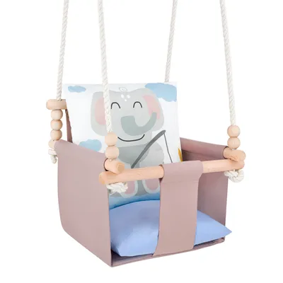 Produktbild von GUGUPLANET Babyschaukel, Elefant-Design, aus robustem, hochwertigem Baumwollstoff, mit Kissen, Safari-Kollektion, sicher, komfortabel, EU-Handarbeit