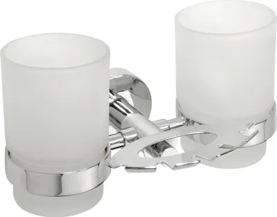 Produktbild von Sapho X-ROUND Hänge Doppelglashalter, Milchglas, Chrom