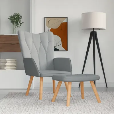 Image de Maison Exclusive - Fauteuil de détente avec repose-pieds, tissu gris clair