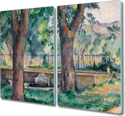 Produktbild von Coloray Herdabdeckplatte 2x30x52 cm Schneidebrett Kochplattenabdeckung Küchenbrett Hackbrett - Waldbäume Natur