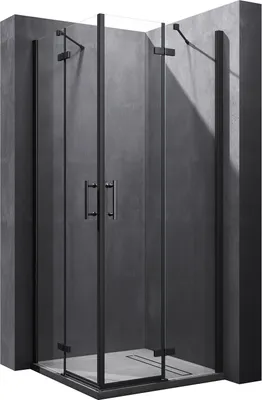 Produktbild von SONNI Schwarzes Scharniertür Duschabtrennung 80x80x195cm  Nano 6mm ESG-Sicherheitsglas Duschkabine Eckeinstieg Dusche Eckdusche
