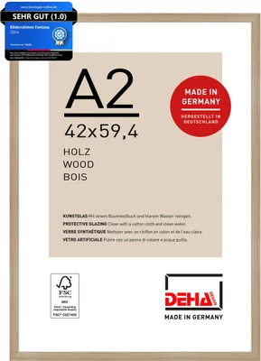 Produktbild von DEHA Design Holz Bilderrahmen Fontana, 42x59,4 cm (A2), Eiche