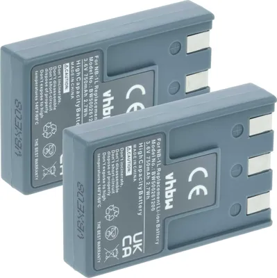 Produktbild von vhbw 2x Akku Ersatz für Canon NB-1LH, NB-1L für Kamera (750 mAh, 3,6 V, Li-Ion)