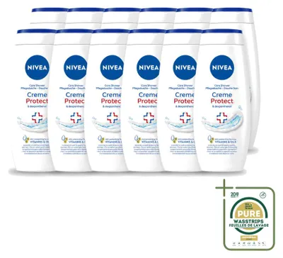 Imagen del producto de 12 unidades de Nivea Protect, crema corporal para la ducha, 250 ml - Paquete ahorro - 12 piezas