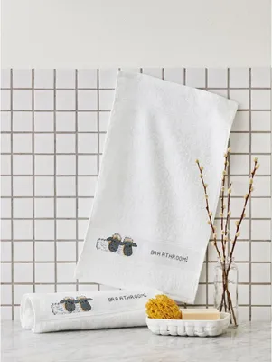 Produktbild von Permin Handtücher Kreuzstich Stickpackung "Baaathroom", Zählmuster, 2 Stk, 30x50cm, 28-2172
