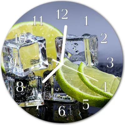 Produktbild von Glasuhr Wanduhr Küchenuhr Echt-Glas 30fi cm Zitrusfrüchte gelb