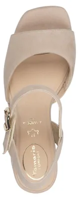 Produktbild von Tamaris Comfort Damen Sandalette aus Leder mit Karree-Spitze Wide Fit 8-88309-42, Größe:39 EU, Farbe:Beige