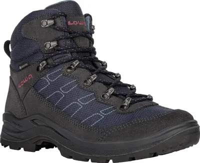 A single hiking boot is shown against a white background.
