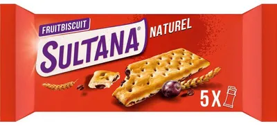 Image de Sultana Fruitbiscuit Naturel 218g – Biscuit croustillant aux fruits, snack naturel