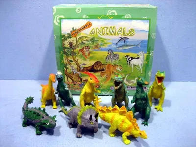 Image de 6pc caoutchouc dinosaure avec pois 663816