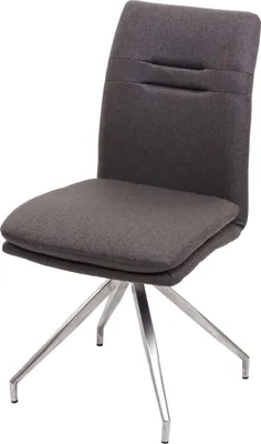 Produktbild von Esszimmerstuhl MCW-H70, Küchenstuhl Lehnstuhl Stuhl, Stoff/Textil Edelstahl gebürstet  grau-braun