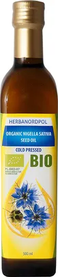 Produktbild von Schwarzkümmelöl, Schwarzkümmelöl Organisch, Organic Nigella sativa Öl, Nativ kaltgepresst in Europa, ägyptische Samen, organisch 250ml