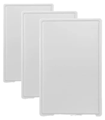 Productafbeelding van Snijplanken set van 3, HACCP, dubbelzijdig, 530x325x15mm, kunststof, wit