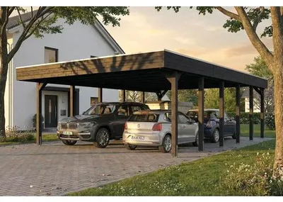 Produktbild von Doppelcarport SKAN HOLZ Friesland inkl. Pfostenanker, EPDM Folie 546 x 860 cm anthrazit