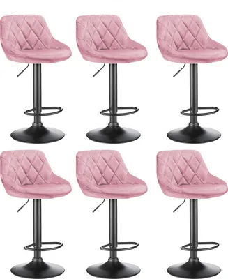 Produktbild von 6er-Set Barhocker Barstuhl Tresenhocker Küchenstühle Samt Hocker Höhenverstellbar Chorm- Rosa